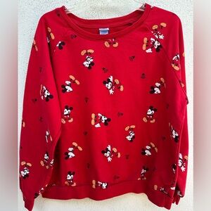 Disney Red Crewneck Sweatshirt with Mickey Detail